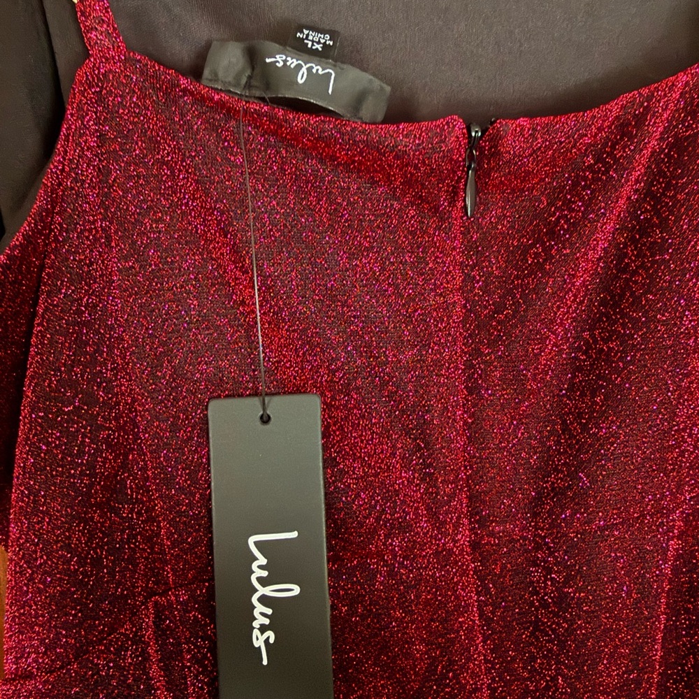 Lulu's Red Sparkle Mini Dress - Picture 6 of 6